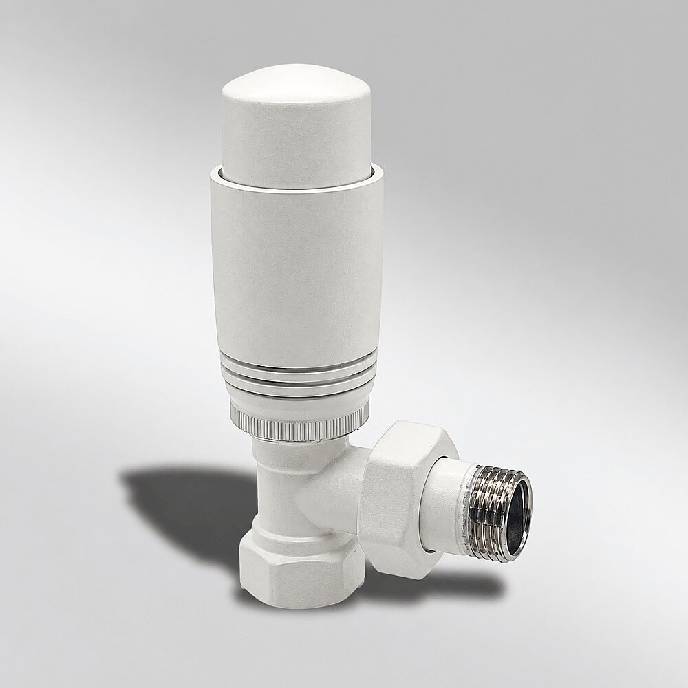 1/2" Elegance Termostatik Köşe Radyatör Vanası Kırık Beyaz RAL9010 - 1