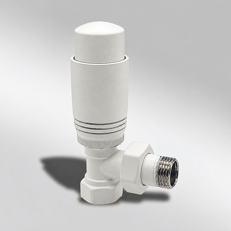 1/2" Elegance Termostatik Köşe Radyatör Vanası Kırık Beyaz RAL9010