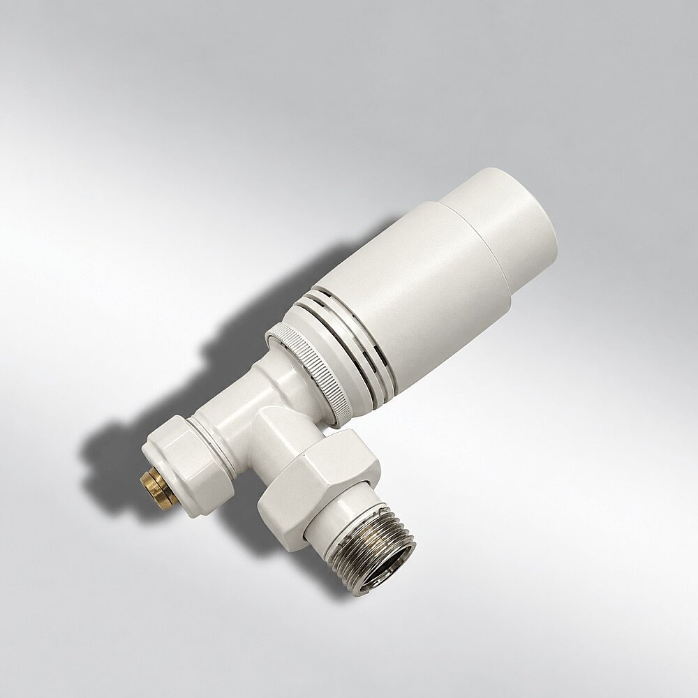 1/2" Elegance Termostatik Köşe Radyatör Vanası Kırık Beyaz RAL9010 - 2