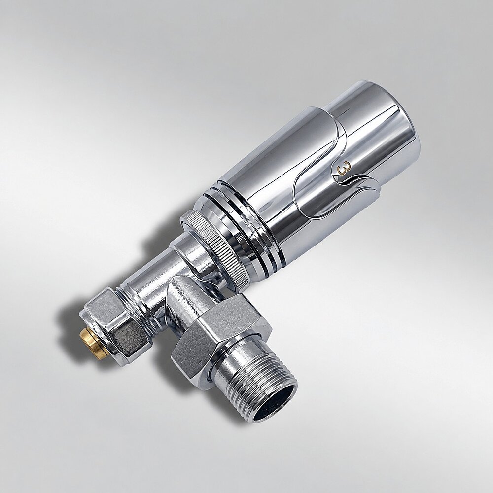 1/2" Elegance Termostatik Köşe Radyatör Vanası Krom - 2