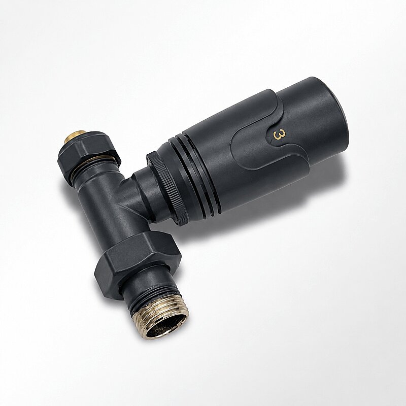 1/2" EleganceTermostatik Düz Radyatör Vanası Pex 16x2 Antrasit
