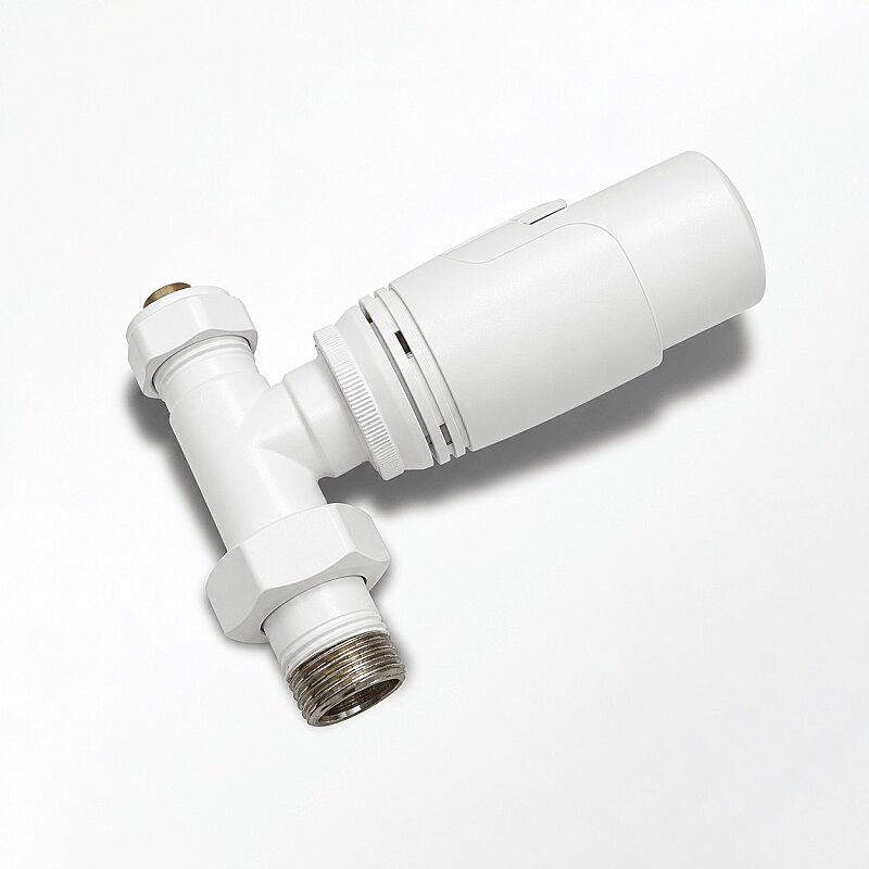1/2" EleganceTermostatik Düz Radyatör Vanası Pex 16x2 Kırık Beyaz RAL9010