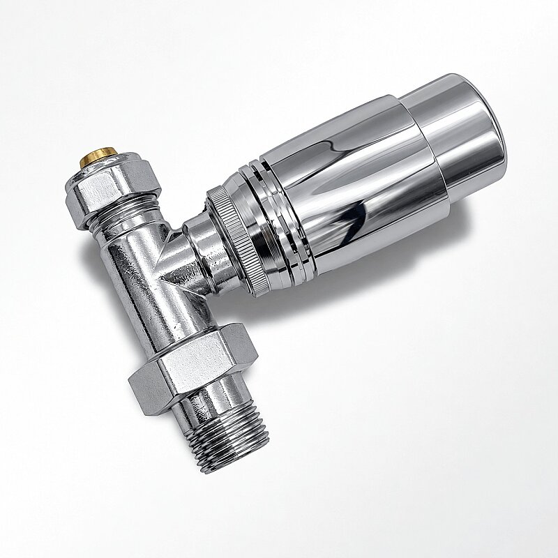 1/2" EleganceTermostatik Düz Radyatör Vanası Pex 16x2 Krom