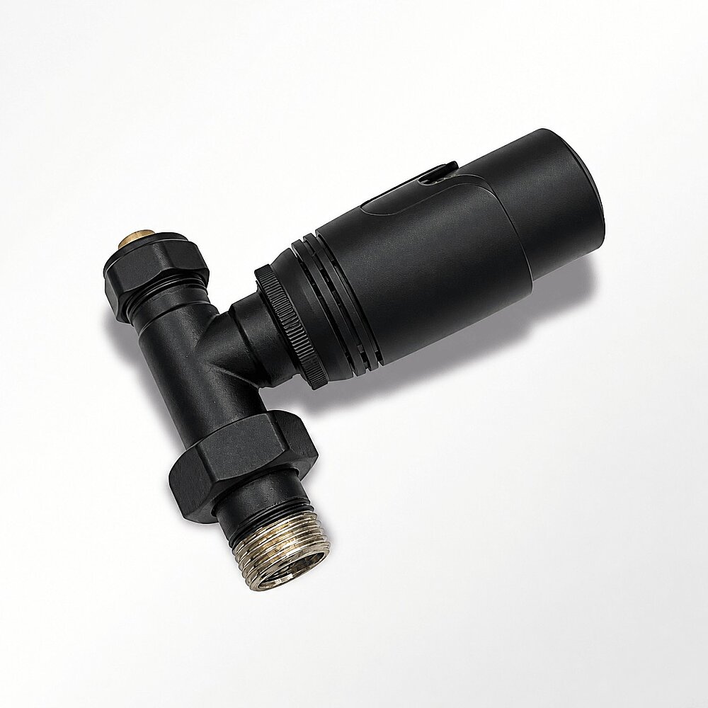 1/2" EleganceTermostatik Düz Radyatör Vanası Pex 16x2 Siyah - 1