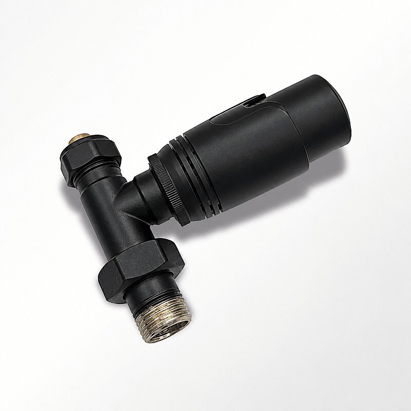 1/2" EleganceTermostatik Düz Radyatör Vanası Pex 16x2 Siyah