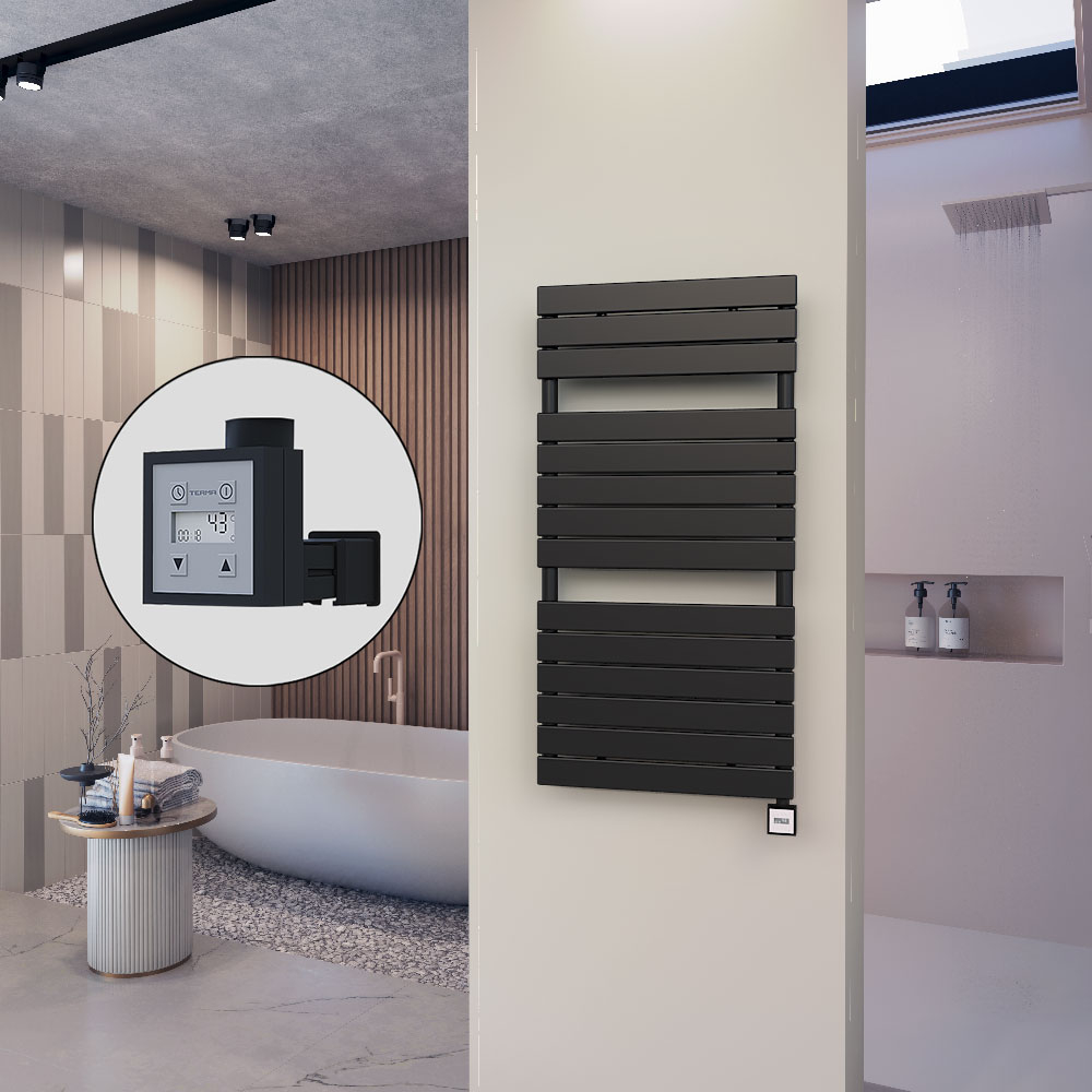 10H Electric Towel Warmer 600x1180 Matte Black Ktx3 600 W - 1