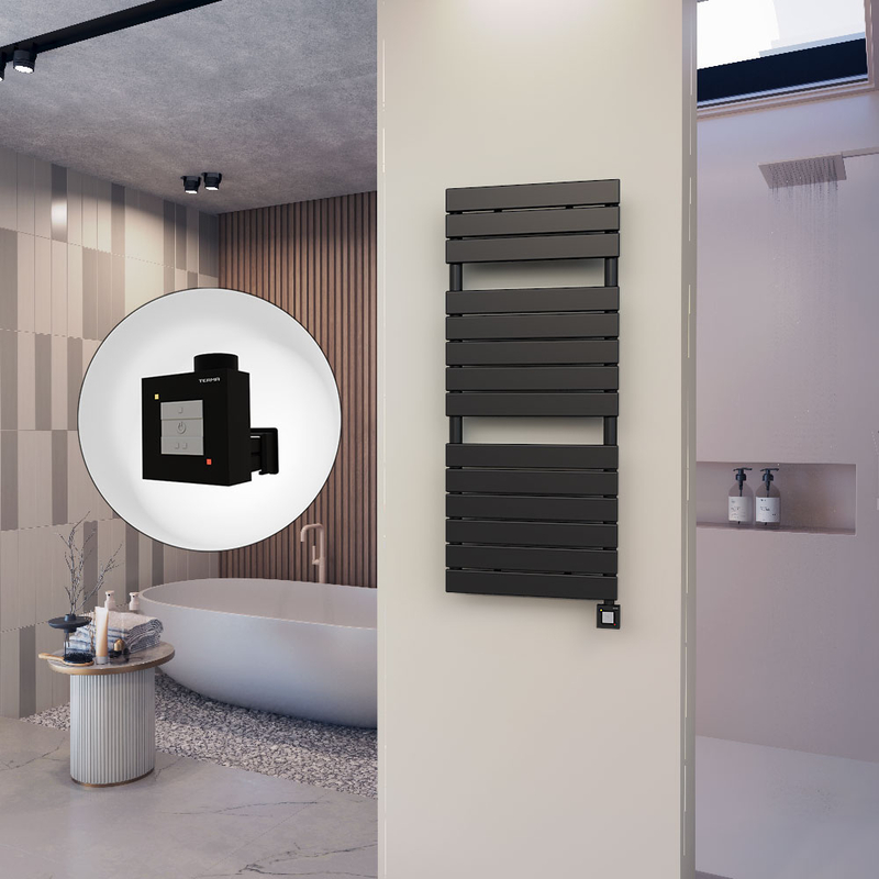 10H Sèche Serviettes Electrique 500x1180 Noir mat Ktx1 600 Watt