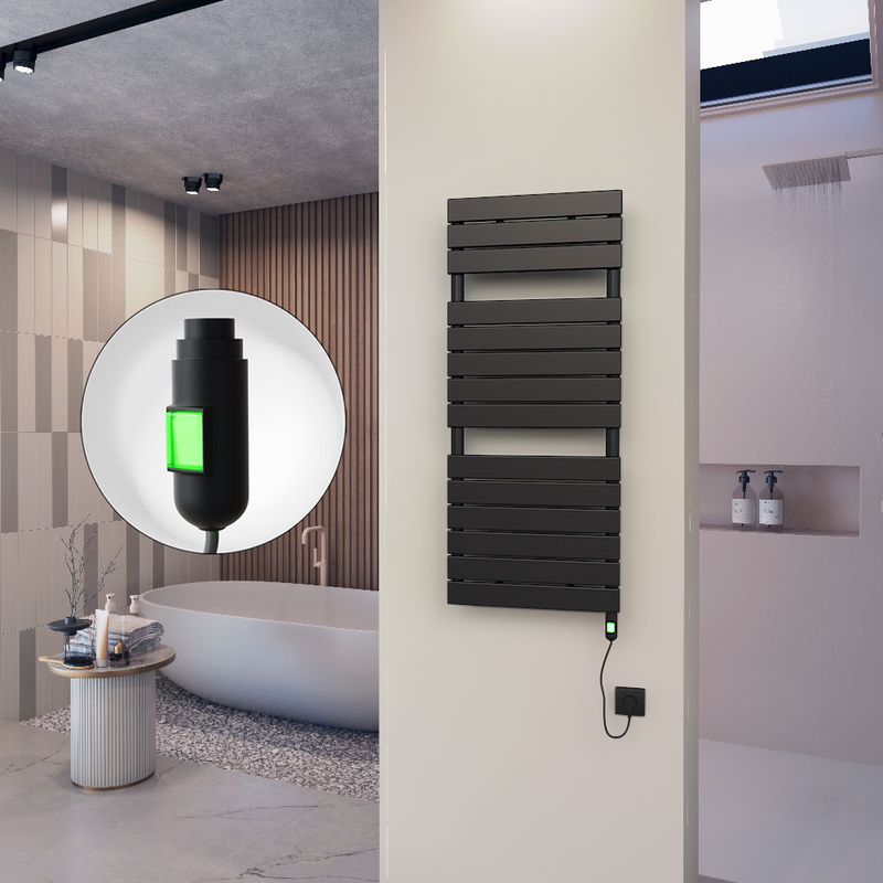 10H Sèche Serviettes Electrique 500x1180 Noir mat (On/Off) 600 W