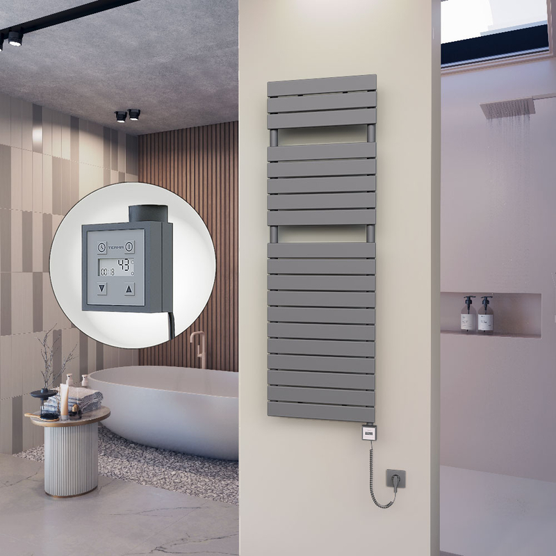 10H Sèche Serviettes Electrique 500x1550 Anthracite Ktx3 1000 Watt Câble en spirale