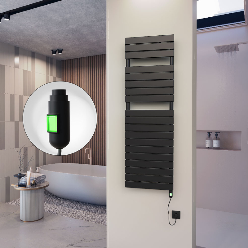 10H Sèche Serviettes Electrique 500x1550 Noir mat (On/Off) 900 W