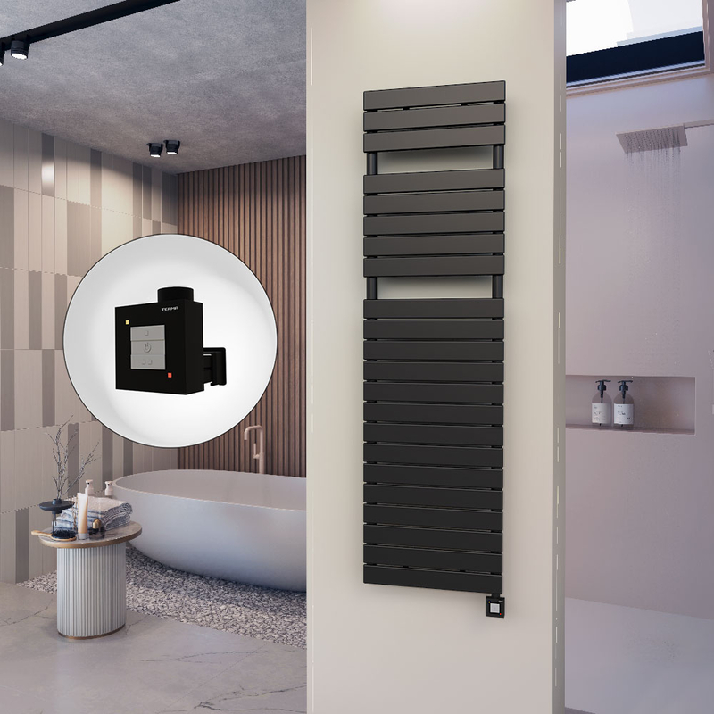 10H Sèche Serviettes Electrique 500x1772 Noir mat Ktx1 1000 Watt