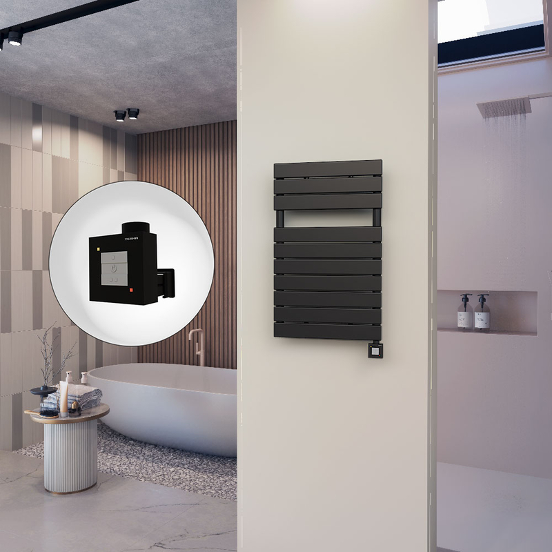 10H Sèche Serviettes Electrique 500x810 Noir mat Ktx1 600 Watt