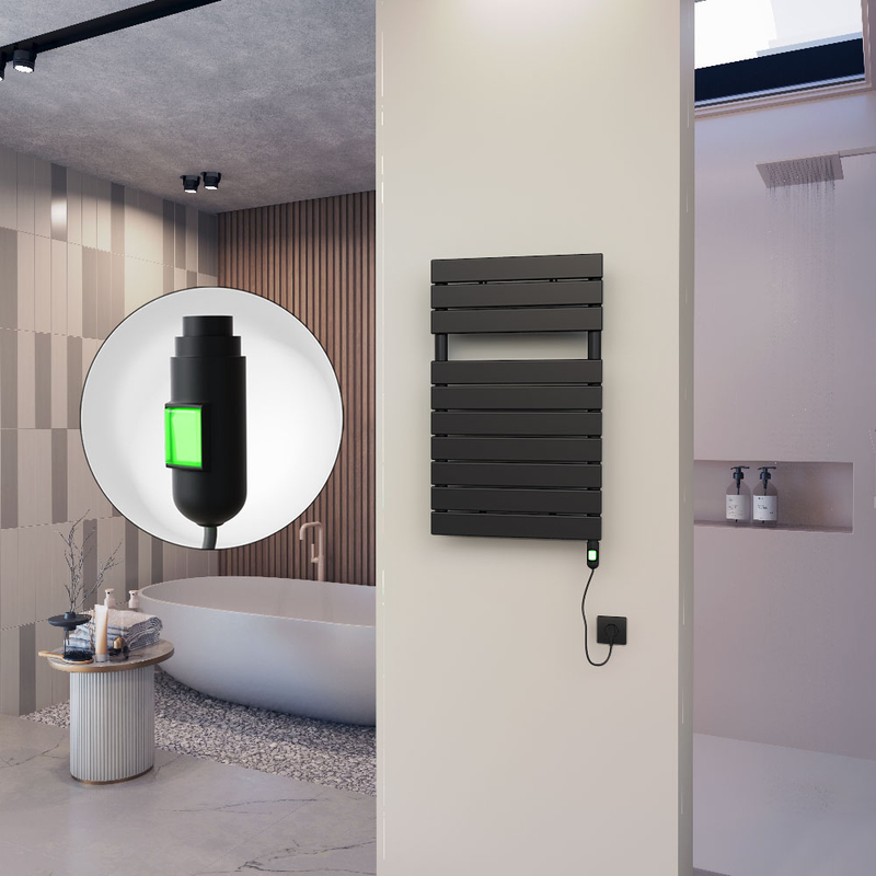 10H Sèche Serviettes Electrique 500x810 Noir mat (On/Off) 600 Watt