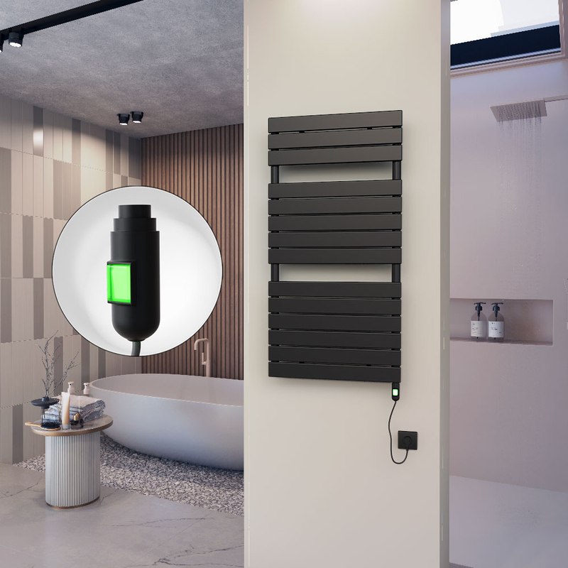 10H Elektrikli Havlupan 600x1180 Siyah (On/Off Düğmeli) 600 W 