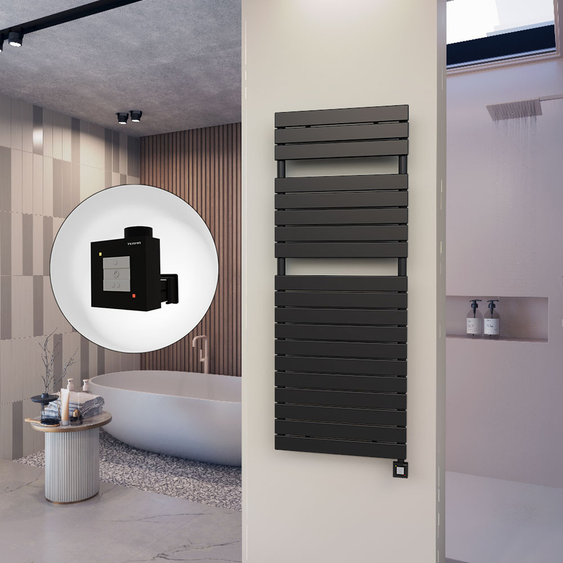 10H Sèche Serviettes Electrique 600x1550 Noir mat Ktx1 1000 Watt
