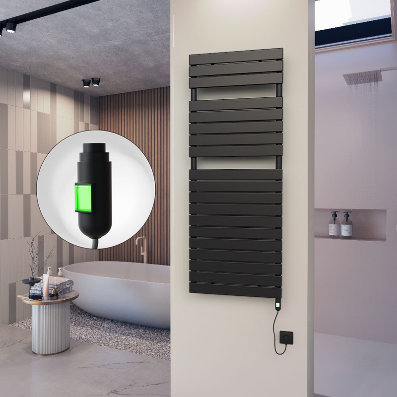 10H Sèche Serviettes Electrique 600x1550 Noir mat (On/Off) 900 W 