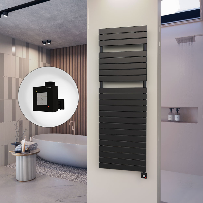 10H Sèche Serviettes Electrique 600x1772 Noir mat Ktx1 1000 Watt