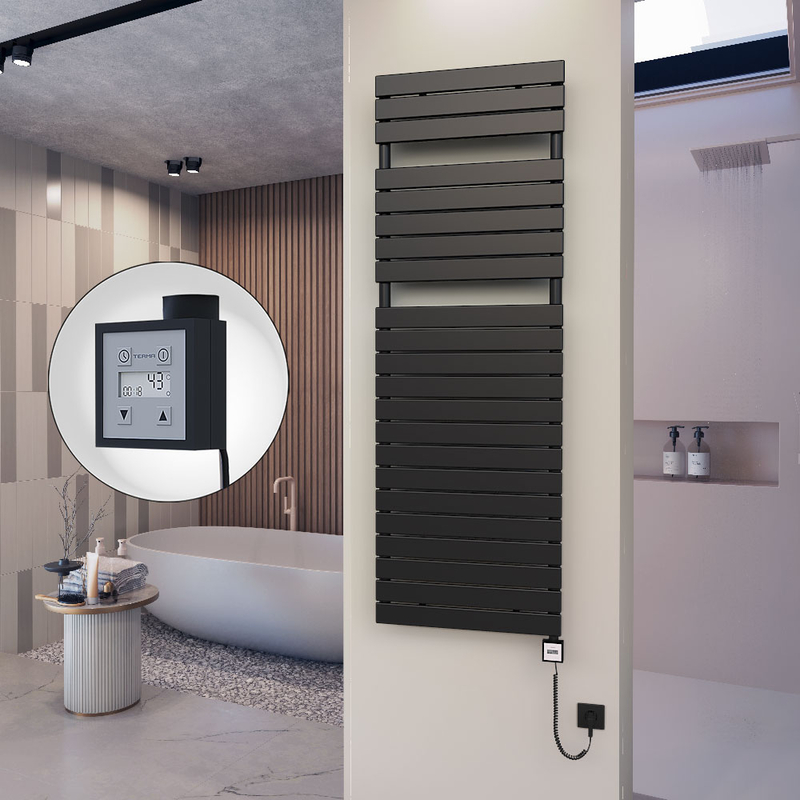 10H Elektrikli Havlupan 600x1772 Siyah (KTX3 Termostat) 1000W Spiral Kablolu