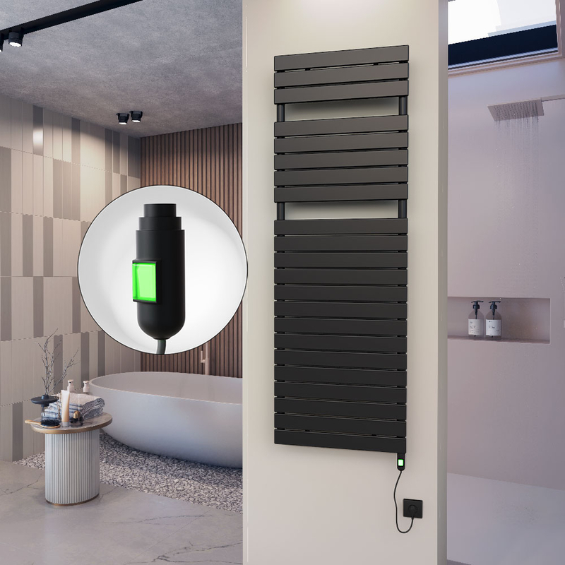 10H Elektrikli Havlupan 600x1772 Siyah (On/Off Düğmeli) 900 W 