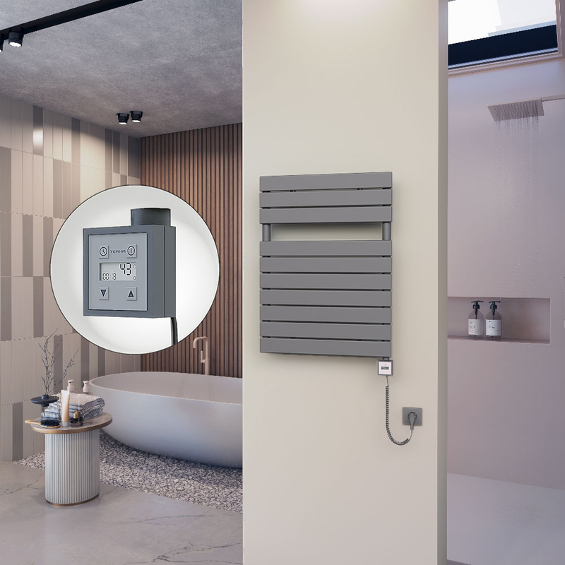 10H Sèche Serviettes Electrique 600x810 Anthracite Ktx3 600 Watt Câble en spirale