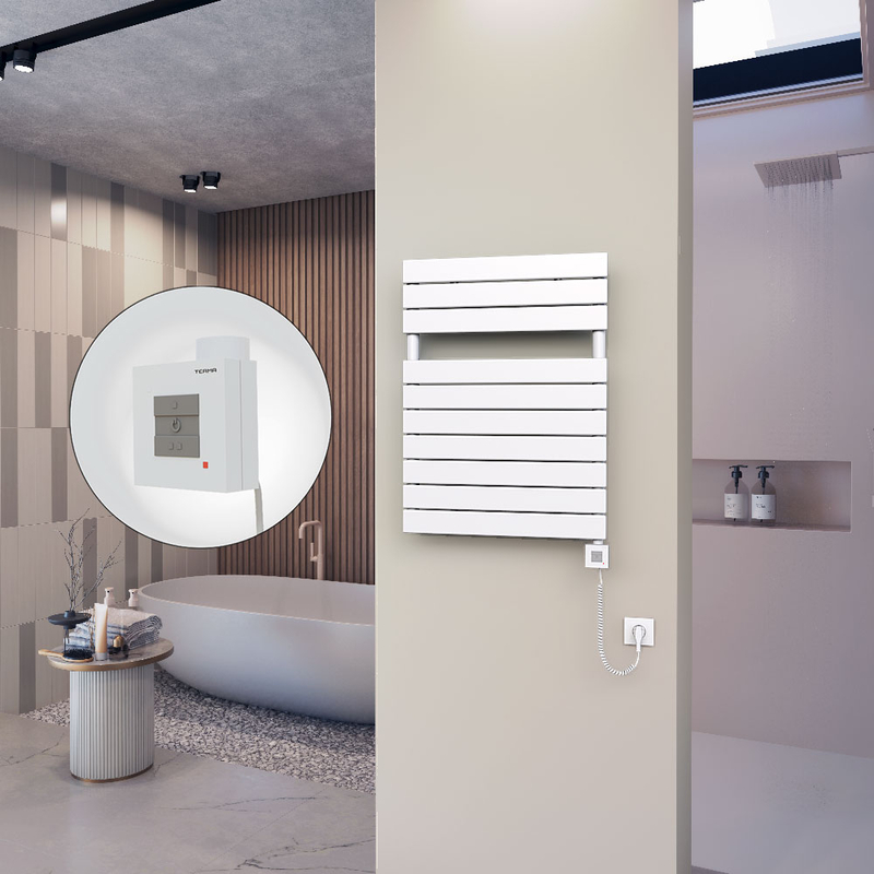 10H Sèche Serviettes Electrique 600x810 Blanc Ktx1 600 Watt Câble en spirale