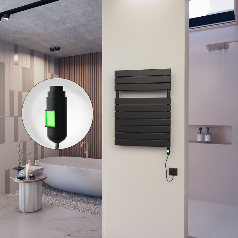 10H Sèche Serviettes Electrique 600x810 Noir mat (On/Off) 600 Watt