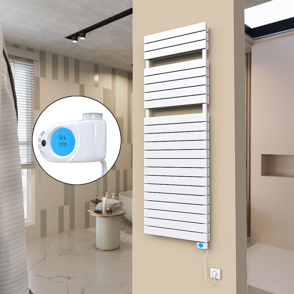 20H Electric Towel Warmer 600x1772 White (Musa Thermostat) 1200 W - 2