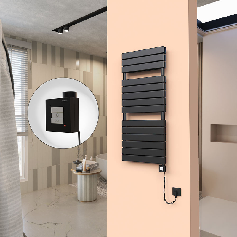 20H Elektrikli Havlupan 500x1180 Siyah (KTX1 Termostat) 1000W Spiral Kablolu