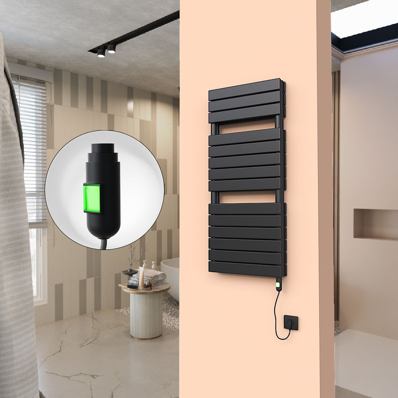 20H Sèche Serviettes Electrique 500x1180 Noir mat (On/Off) 900 W