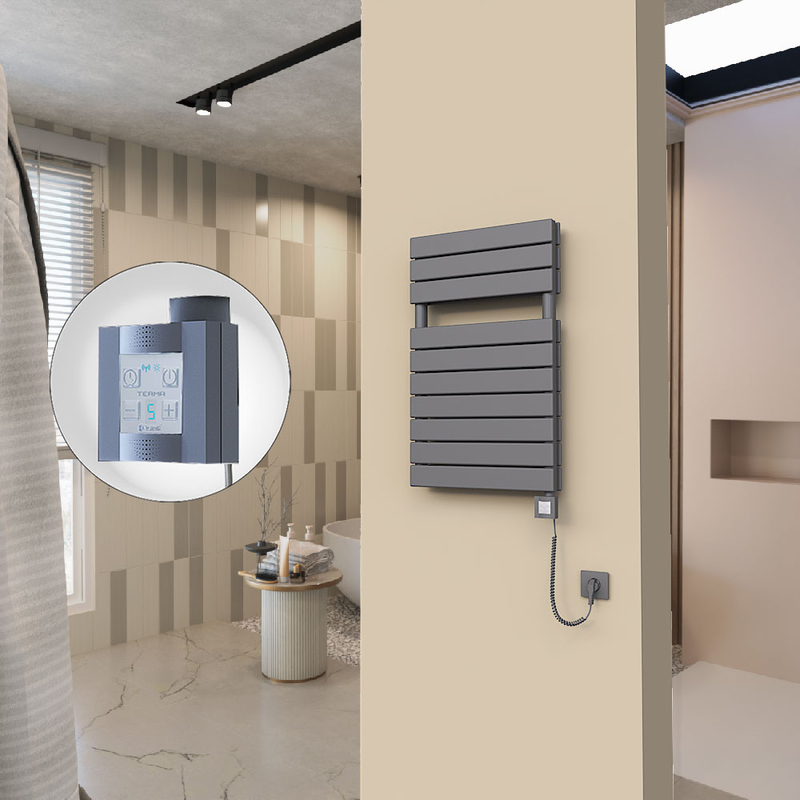 20H Sèche Serviettes Electrique 500x810 Anthracite Ktx4 1000 Watt Câble en spirale
