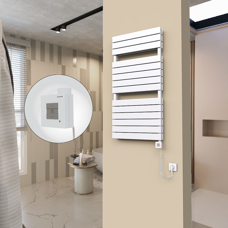 20H Electric Towel Warmer 600x1180 White Ktx1 1000 W (Spiral Cable)