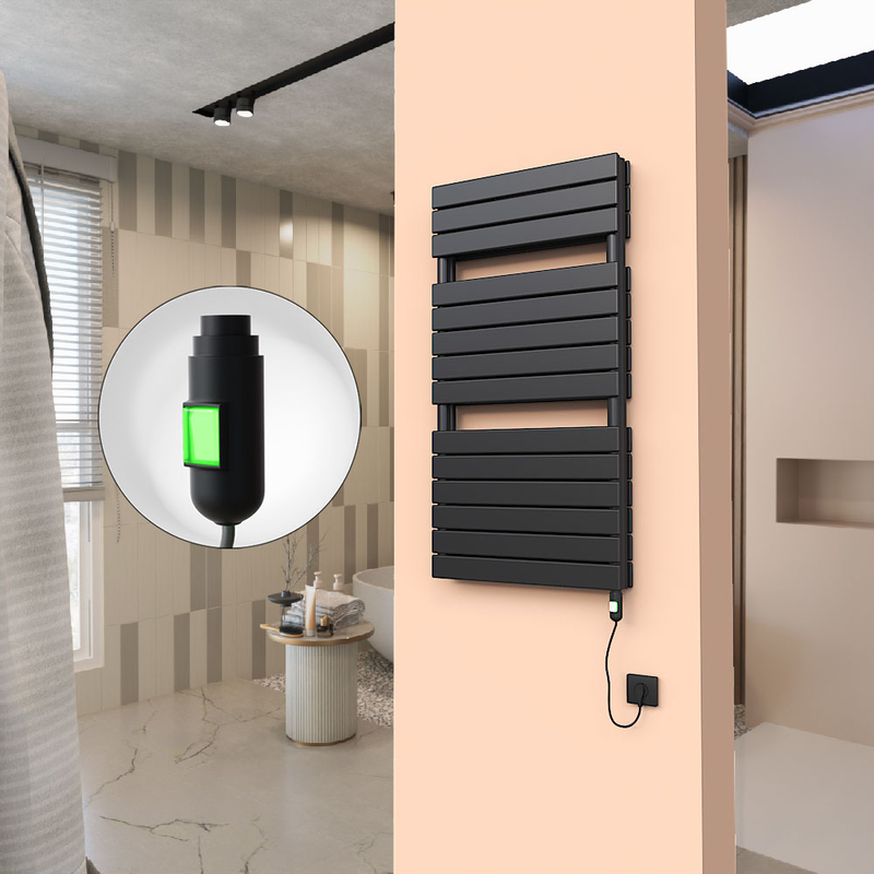 20H Sèche Serviettes Electrique 600x1180 Noir mat (On/Off) 900 W 