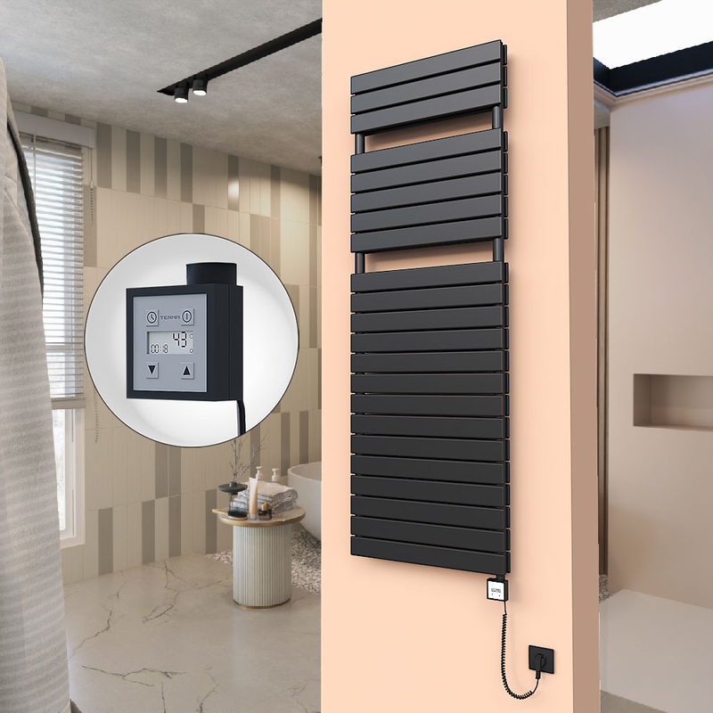20H Elektrikli Havlupan 600x1772 Siyah (KTX3 Termostat) 1000W Spiral Kablolu 