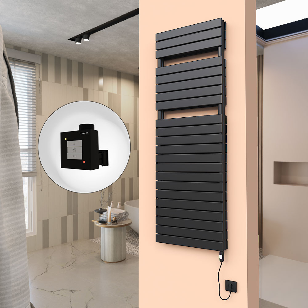 20H Elektrikli Havlupan 600x1772 Siyah (On/Off Düğmeli) 1500 W - 1
