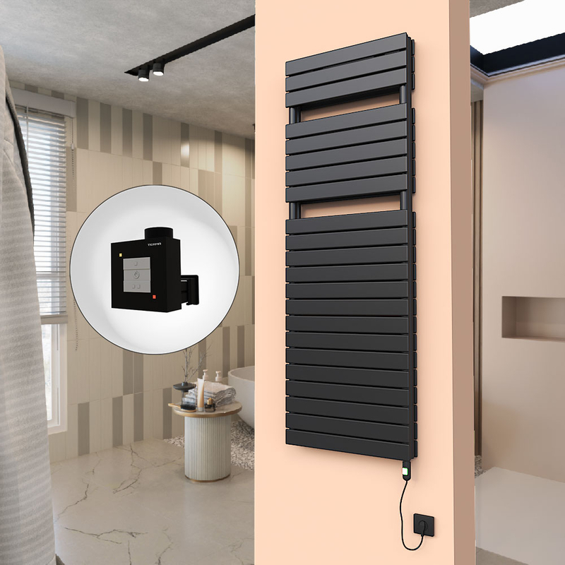 20H Elektrikli Havlupan 600x1772 Siyah (On/Off Düğmeli) 1500 W 