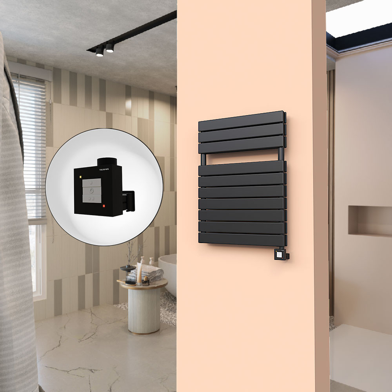 20H Sèche Serviettes Electrique 600x810 Noir mat Ktx1 1000 Watt