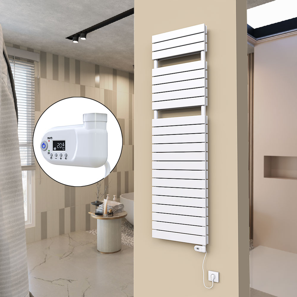 20H Sèche Serviettes Electrique 500x1772 Blanc (Thermostat Thesis) 900 W - 2