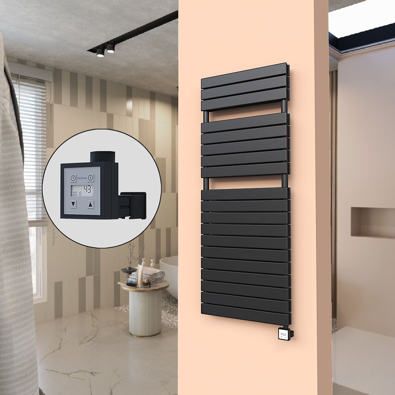 20H Sèche Serviettes Electrique 600x1550 Noir mat Ktx3 1000 W 