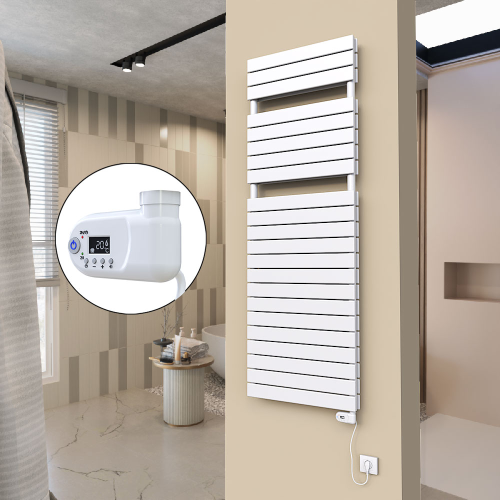 20H Sèche Serviettes Electrique 600x1772 Blanc (Thermostat Thesis) 1200 W - 2