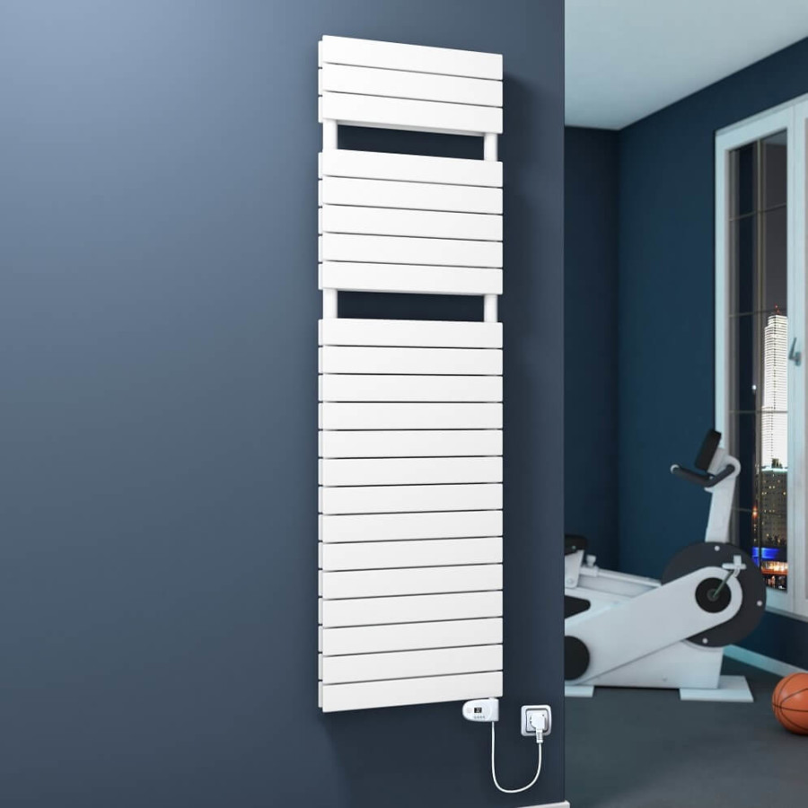 20H Sèche Serviettes Electrique 600x1772 Blanc (Thermostat Thesis) 1200 W - 1