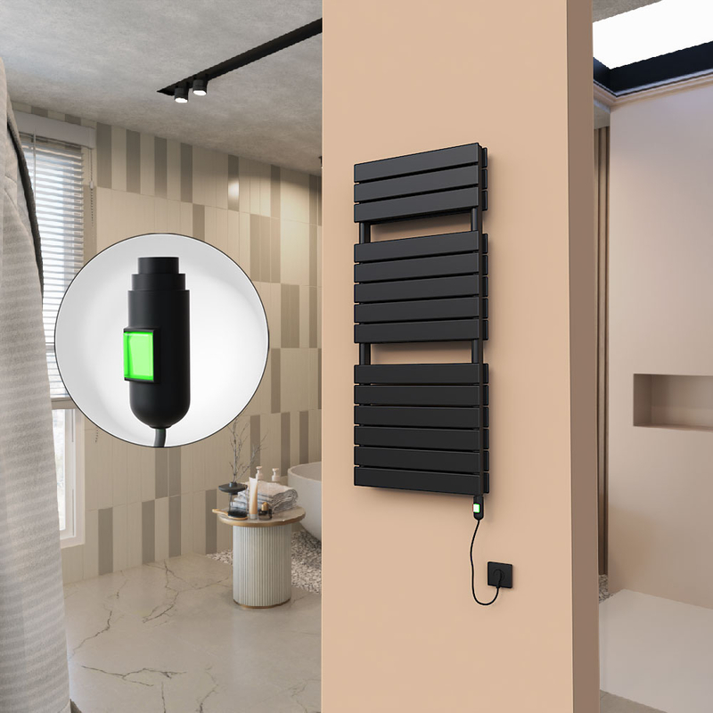 21H Sèche Serviettes Electrique 500x1180 Noir mat (On/Off) 1200 W 