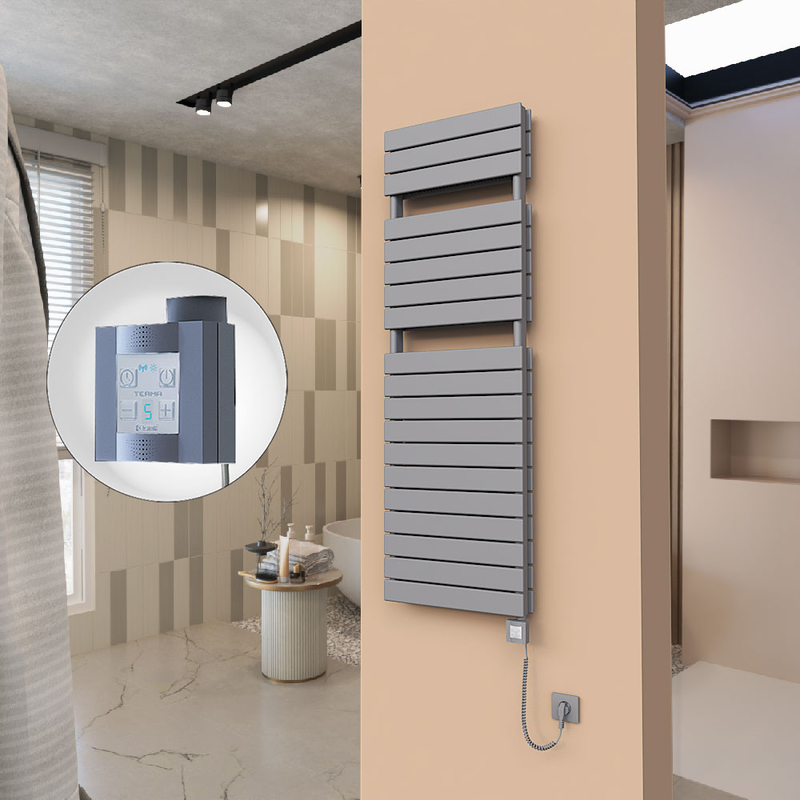 21H Sèche Serviettes Electrique 500x1550 Anthracite Ktx4 1000 Watt Câble en spirale