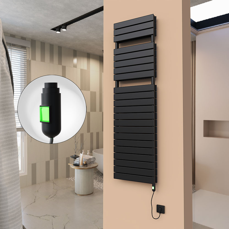 21H Electric Towel Warmer 500x1772 Matte Black (On/Off) 1200 W 