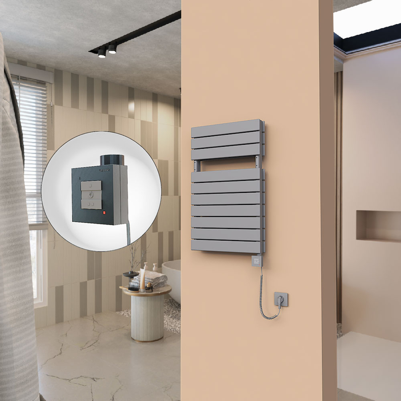 21H Sèche Serviettes Electrique 500x810 Anthracite Ktx1 1000 Watt Câble en spirale