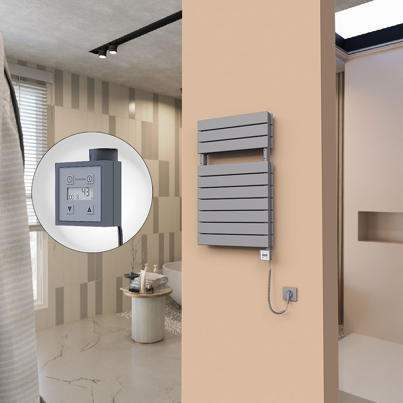 21H Sèche Serviettes Electrique 500x810 Anthracite Ktx3 1000 Watt Câble en spirale