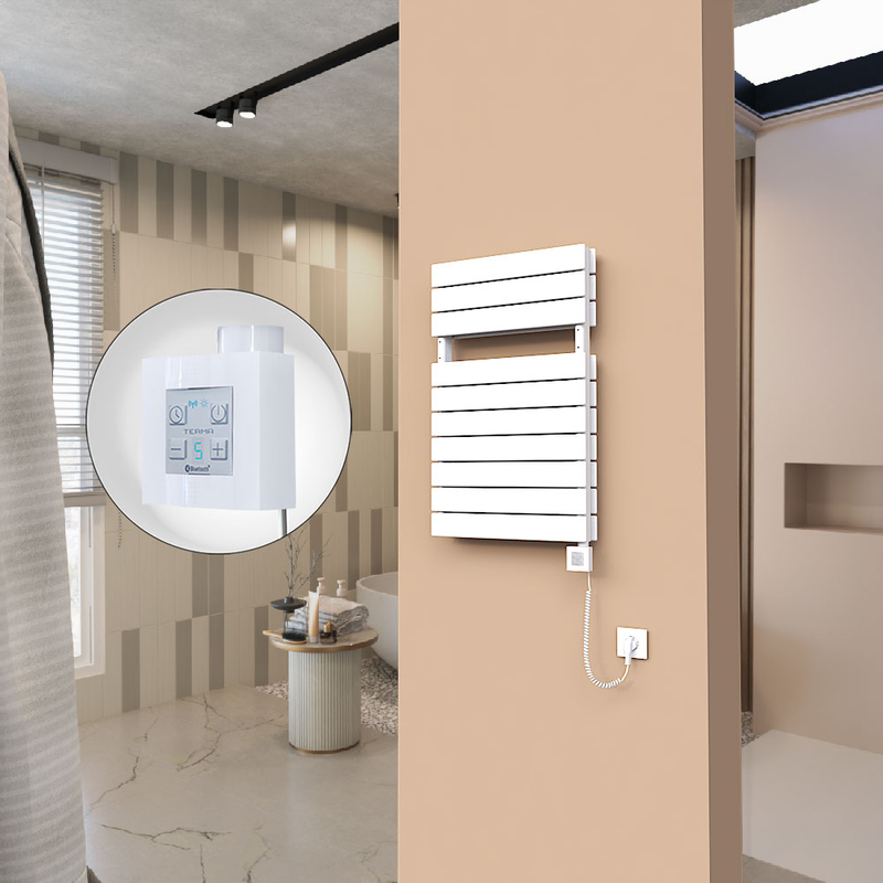 21H Sèche Serviettes Electrique 500x810 Blanc Ktx4 1000 Watt Câble en spirale