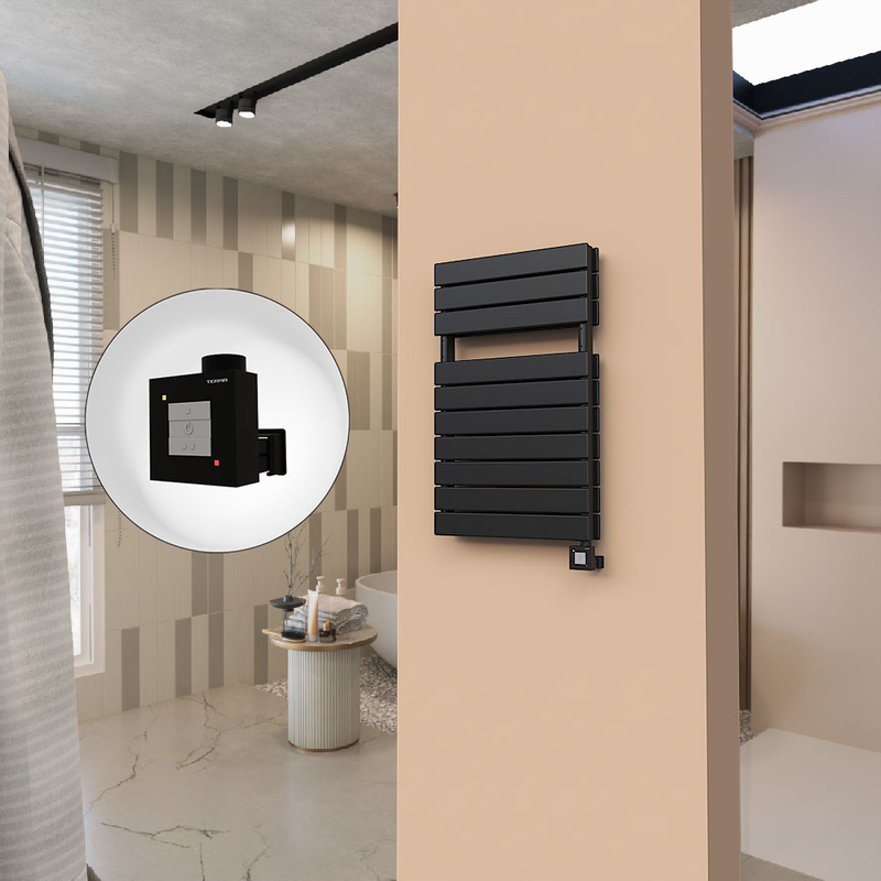 21H Sèche Serviettes Electrique 500x810 Noir mat Ktx1 1000 Watt
