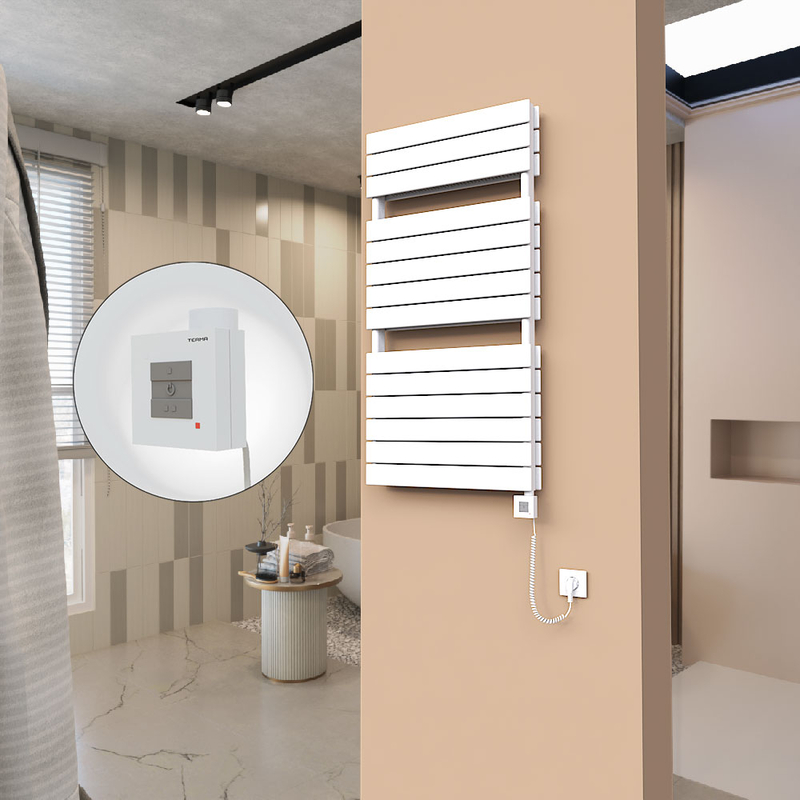21H Electric Towel Warmer 600x1180 White Ktx1 1000 W (Spiral Cable)