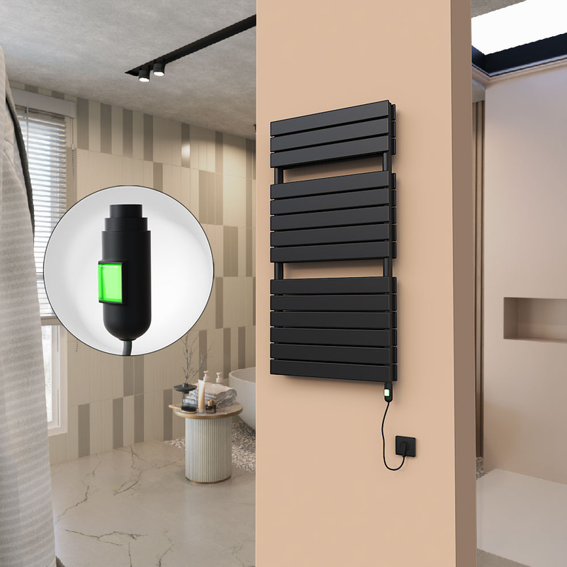 21H Electric Towel Warmer 600x1180 Matte Black (On/Off) 900 W