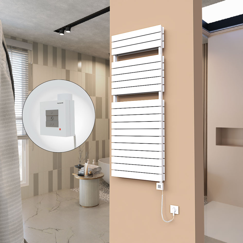 21H Electric Towel Warmer 600x1550 White Ktx1 1000 W (Spiral Cable)